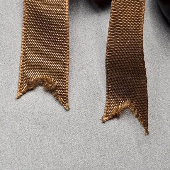 VTG Hawaiian Kukui Nut Lei 30" Brown w/ Hand Painted Pink Hibiscus Ribbon Tie - Picture 6 of 10